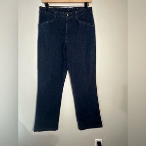 Vintage Y2K White Stag Dark Wash Wide Leg Denim Trousers - Size 6 Average